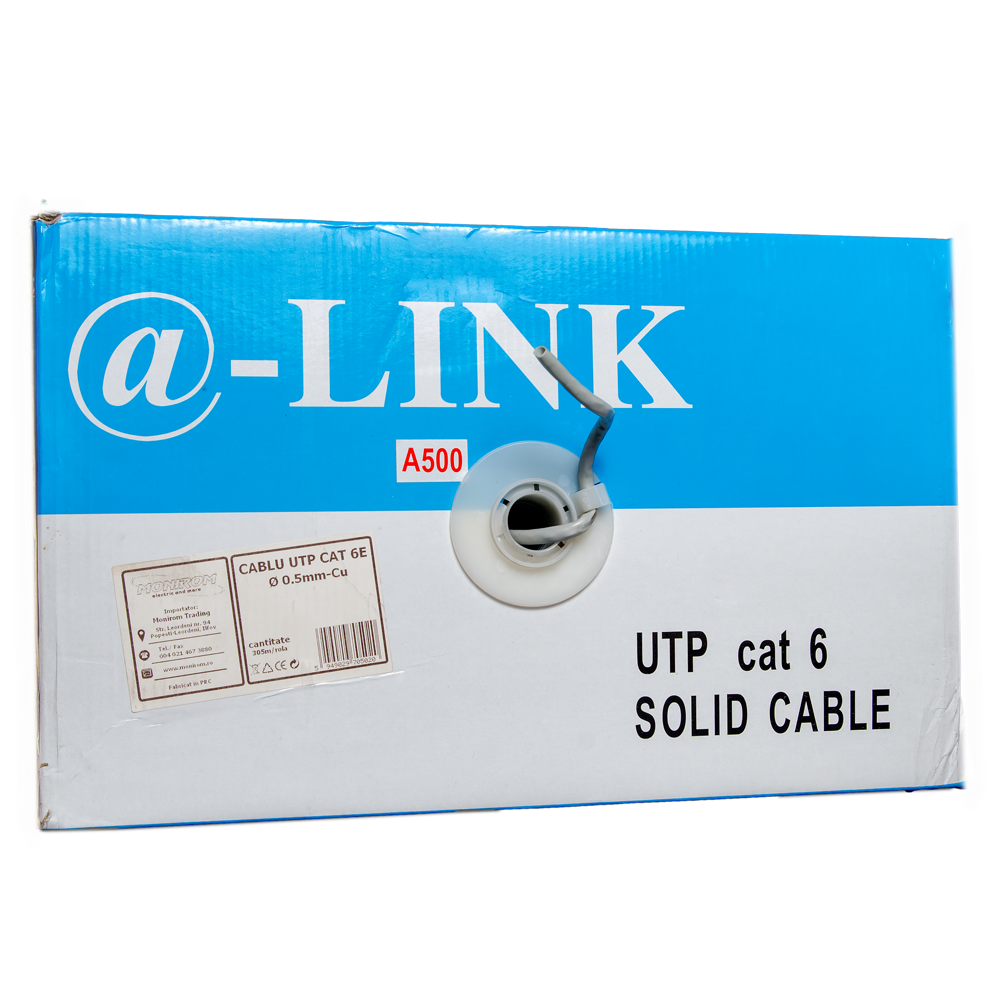 Cablu UTP cat6 ICME Ecab, 4 perechi, 24 AWG, nemufat, rola 305 m