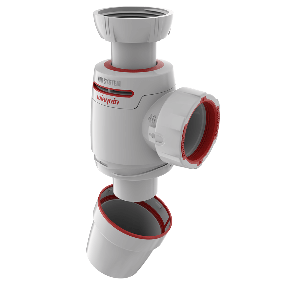 Sifon pentru bucatarie cu antivid Wirquin Neo, polipropilena, alb, 40 mm