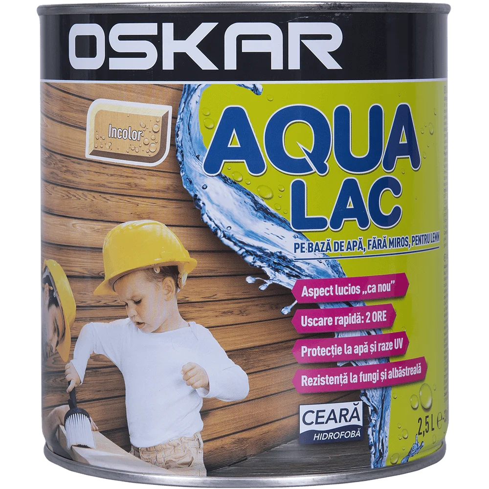 Lac pentru lemn Oskar Aqua, incolor, interior/exterior, 2.5 l