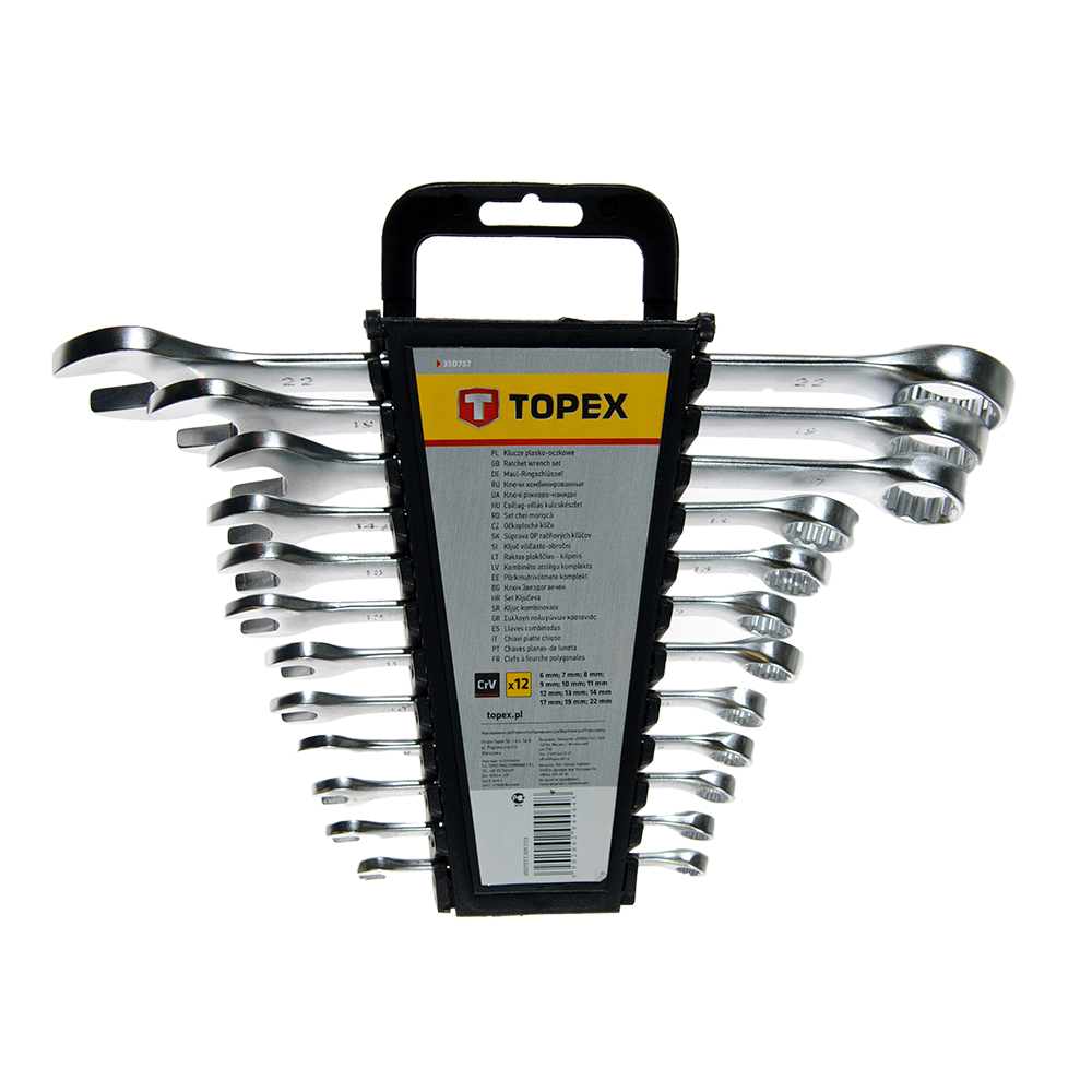 Set 12 chei combinate fixe-inelare, Topex 35D757, 6-22 mm