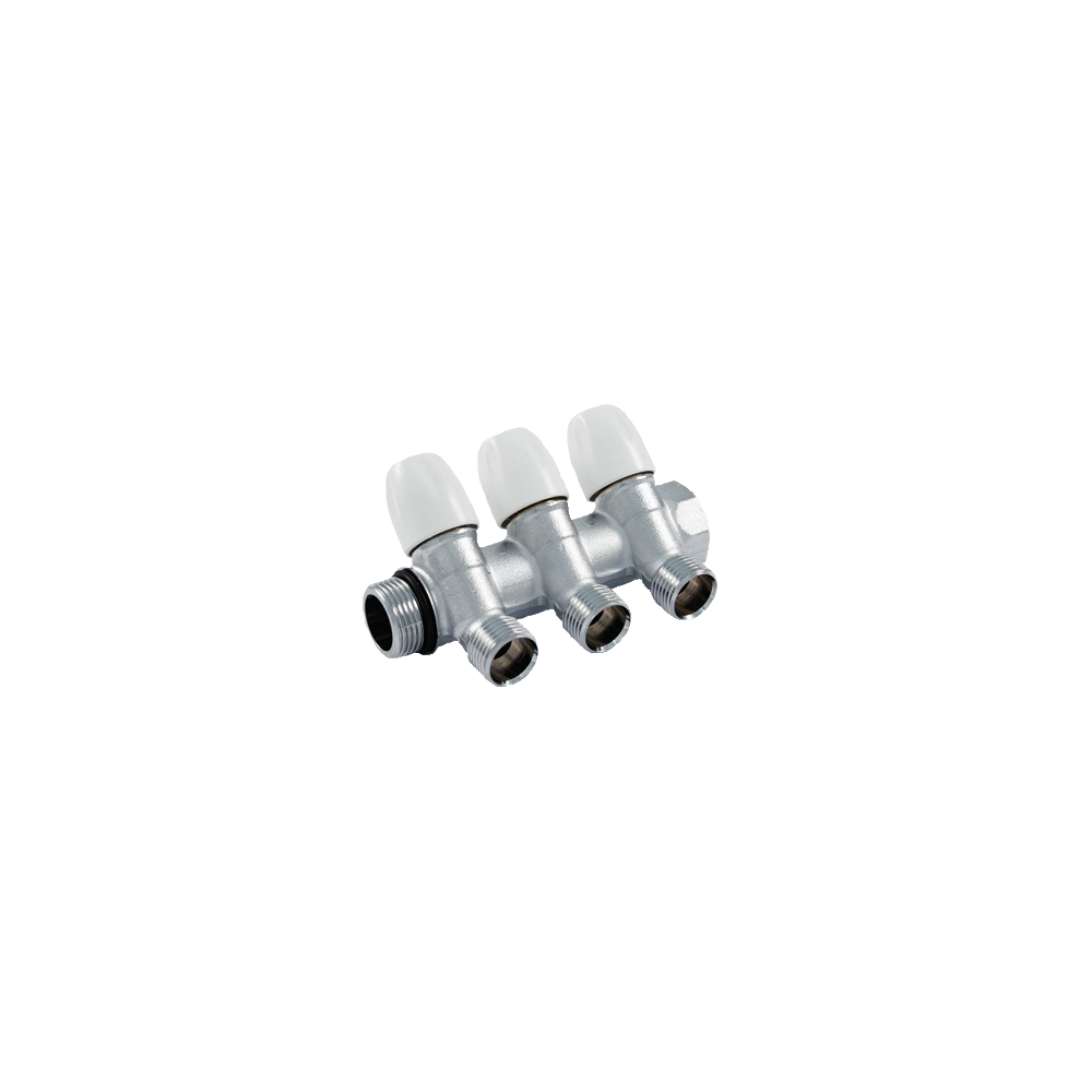 Colector liniar modular cu robineti Tiemme Maxima, tur de 1, alama, 2 cai 1/2 x 16 mm