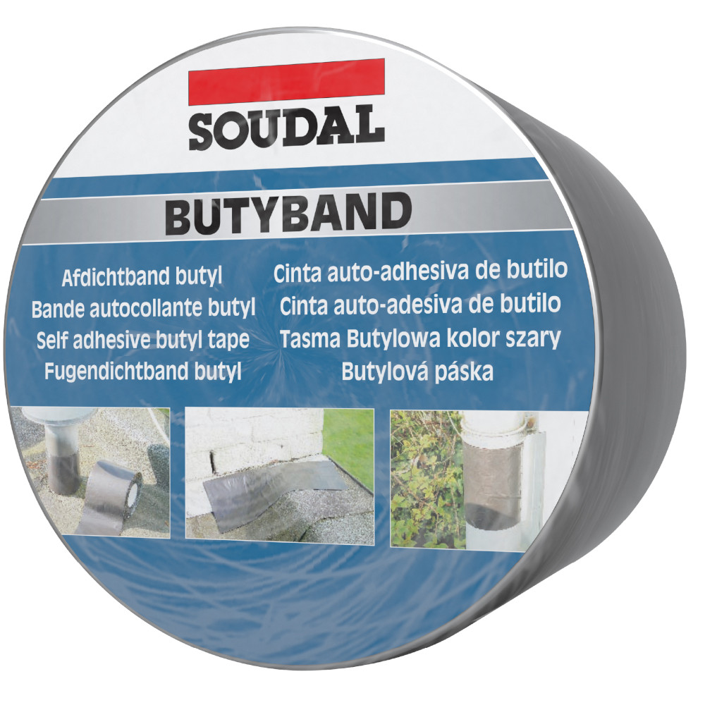 Banda hidroizolanta Soudal Butyband, aluminiu, adeziv butilic, 7.5 cm