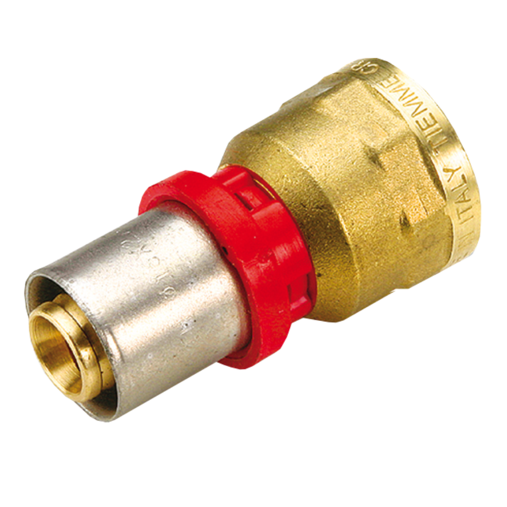 Racord prin presare Tiemme, filet interior, drept, alama, 16 mm x 1/2
