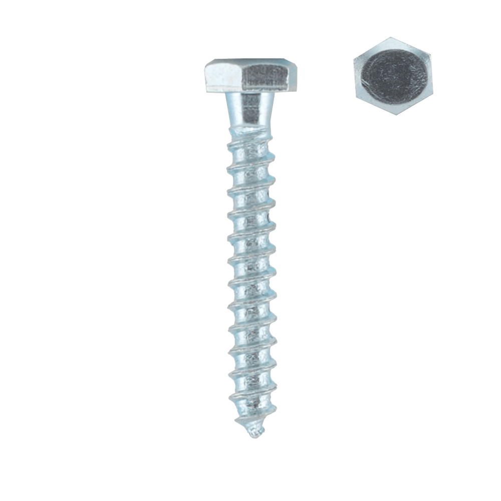 Surub autofiletant pentru lemn, cap hexagonal, otel zincat, alb, 8 x 70 mm, 10 buc