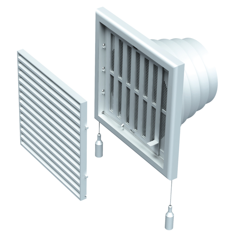 Grila Vents, PVC, alb, racord 100-150 mm, 187 x 187 mm