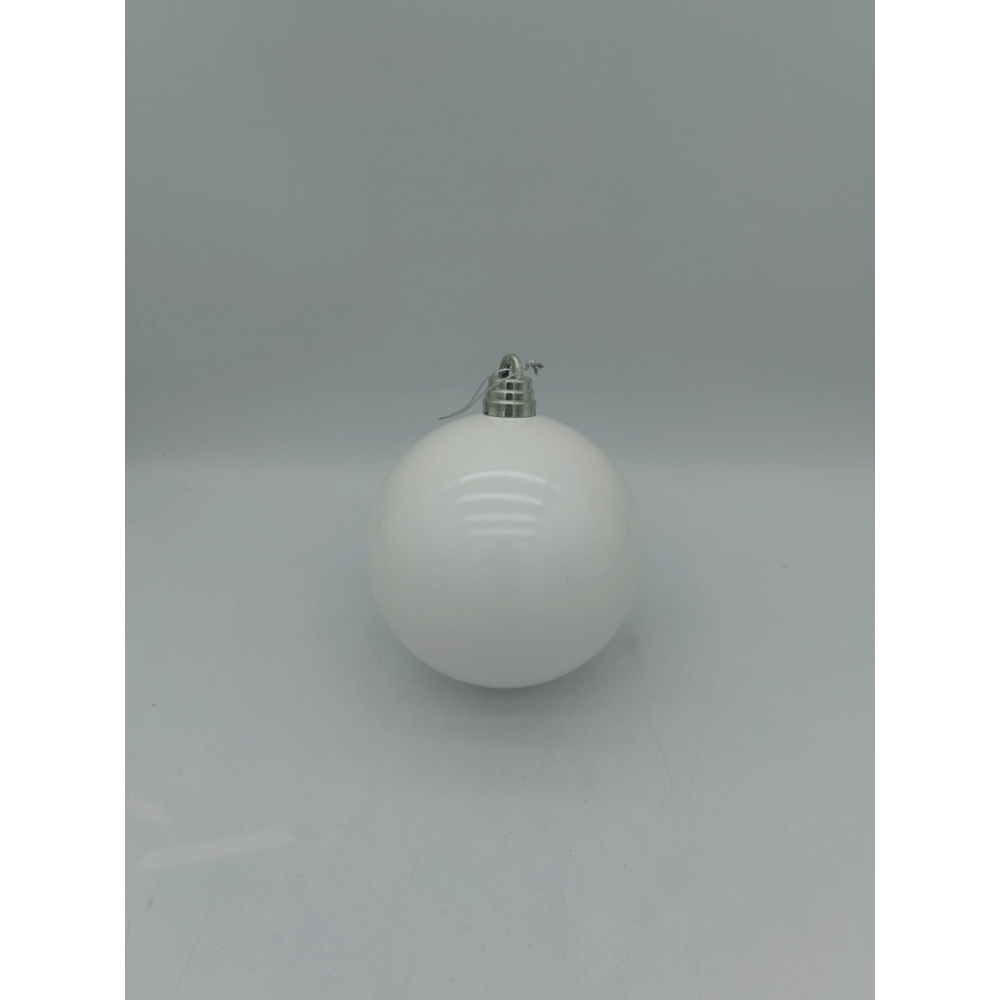 Glob decorativ de Craciun, alb, lucios, plastic, 15 cm