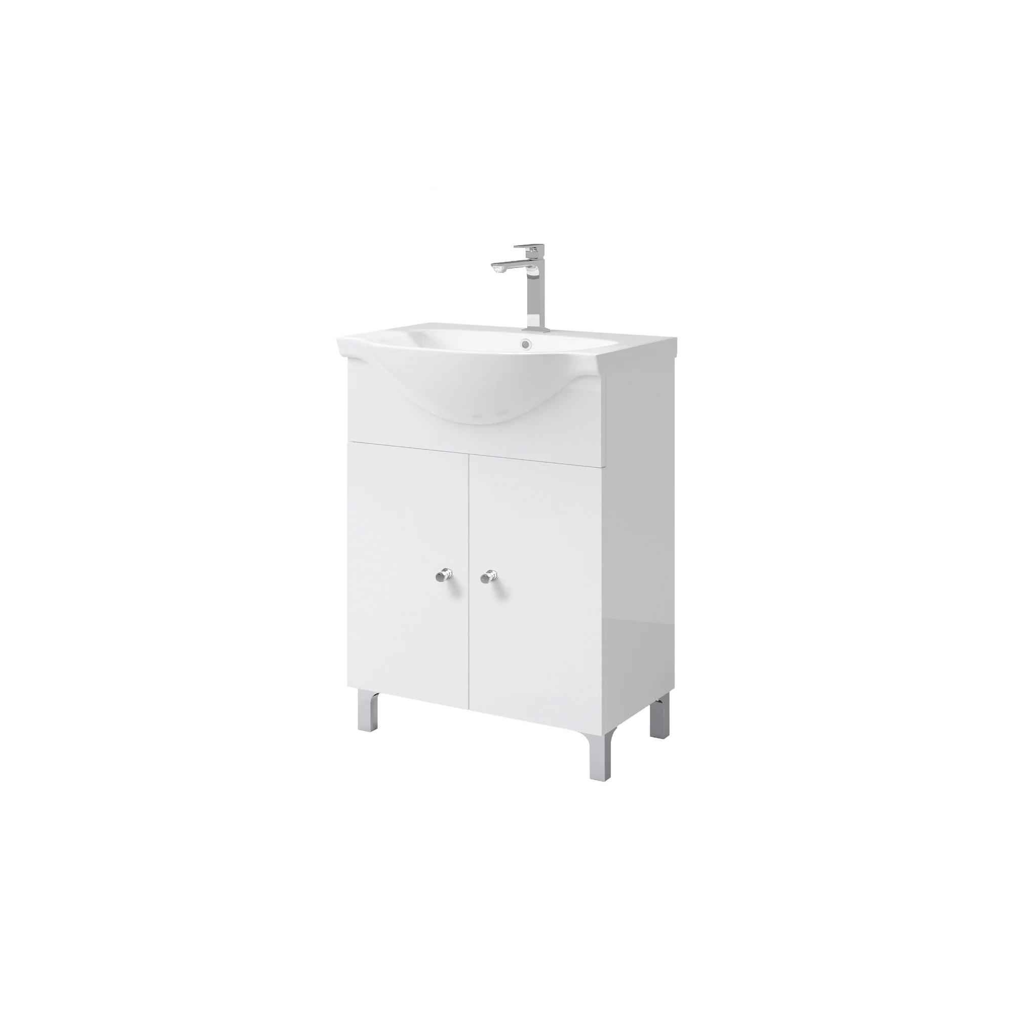 Mobilier baie Savini Due, baza cu lavoar, MDF/PAL, alb, 65 x 45.5 x 81.5 cm