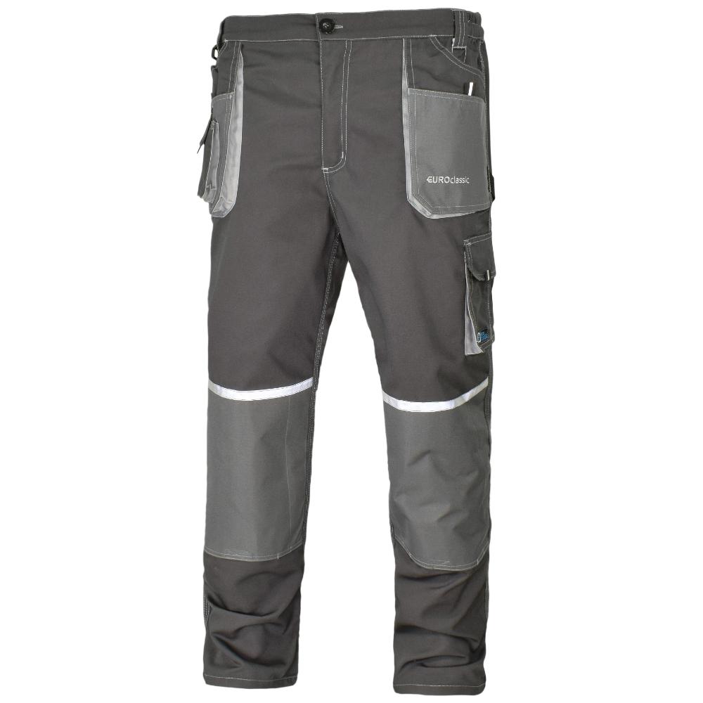 Pantaloni de lucru in talie EuroClassic, tercot, barbatesti, cu elemente reflectorizante, toate sezoanele, culoare gri, marimea 58