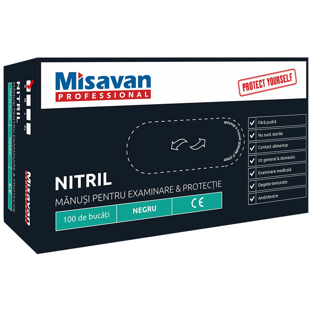 Manusi menaj nitril Misavan, negre, S, 100 buc/set