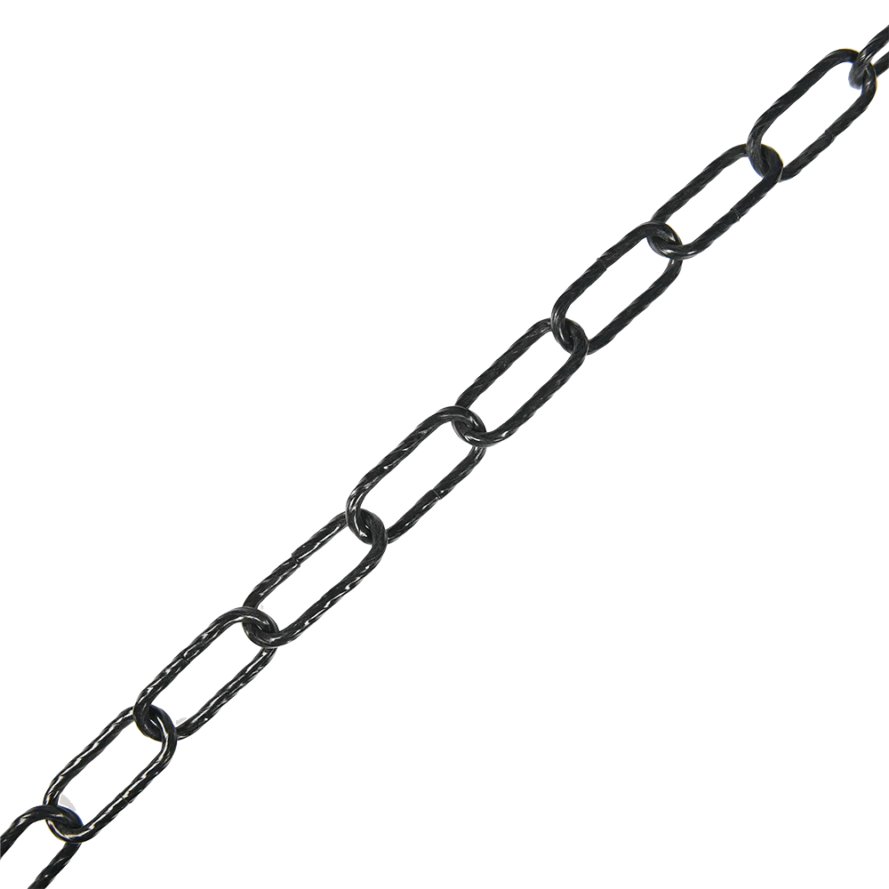 Lant negru cu profil dreptunghiular rasucit, otel, 3,8 mm