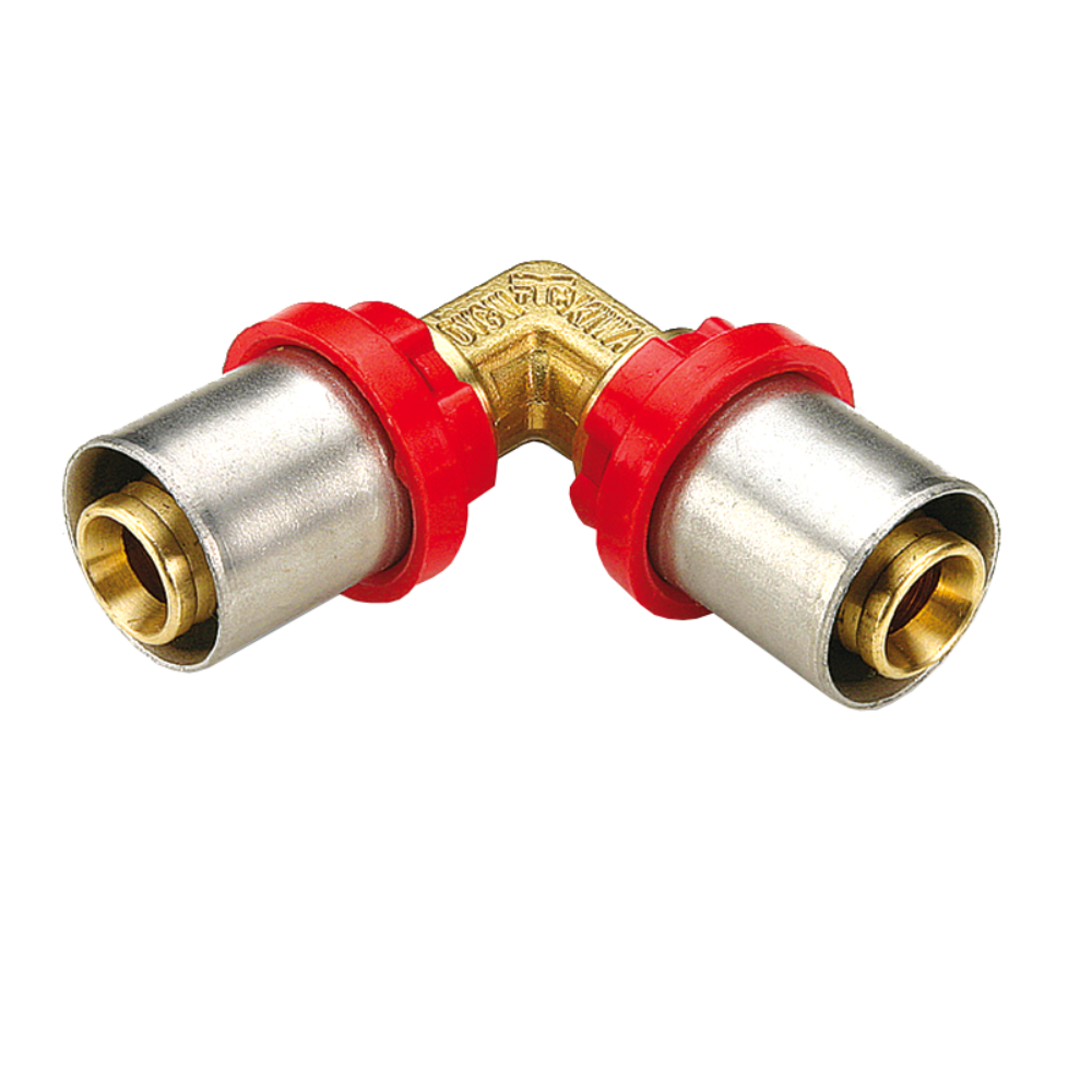 Cot 90 grade dublu cu presare multistrat Tiemme, alama, diametru 26 mm