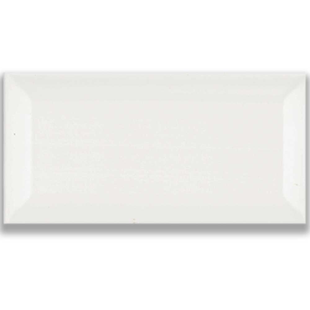 Faianta bucatarie Metro White Bevelled Glossy, alb, lucios, uni, 20 x 10 cm