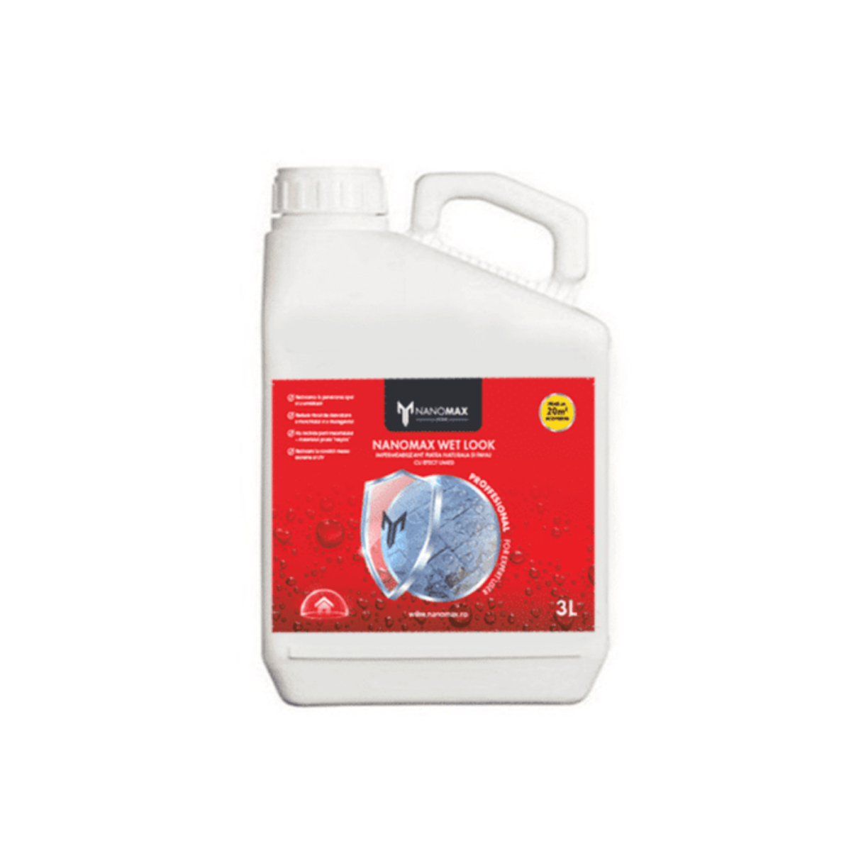 Solutie impermeabilizanta efect umed piatra/granit NanoMax, alb laptos, interior/exterior, 3 l