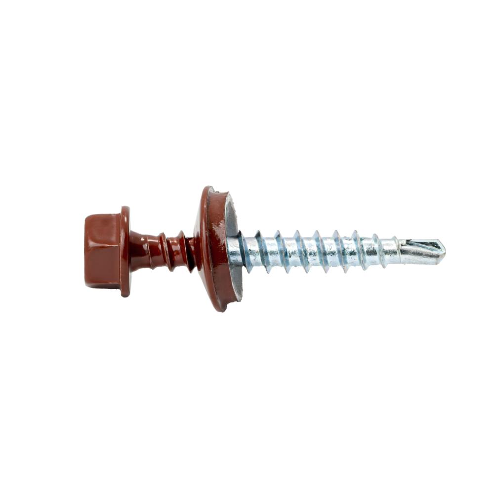 Surub autoforant pentru tigla metalica, rosu, RAL 3011, 4.8 x 19 mm, 50 bucati