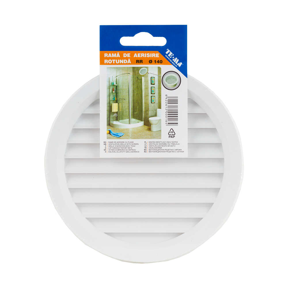 Rama aerisire TE-MA Romania, plastic, alb, 140 mm