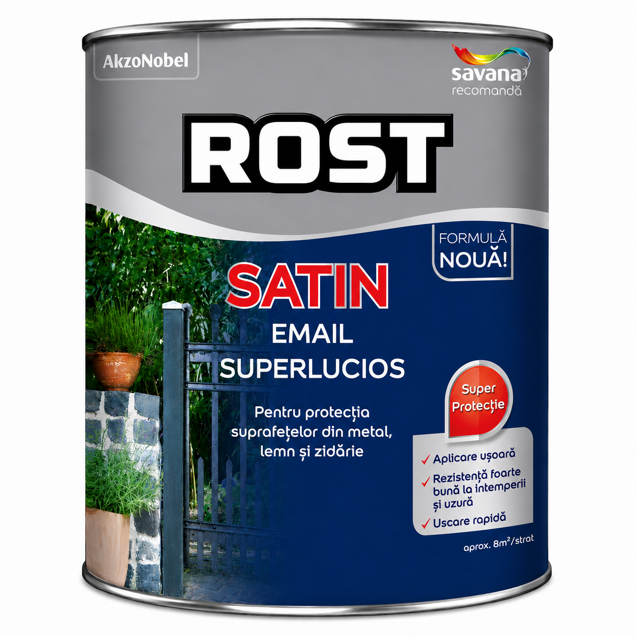 Vopsea superlucioasa pentru lemn/metal, Rost Satin, interior/exterior, galben, 4 L
