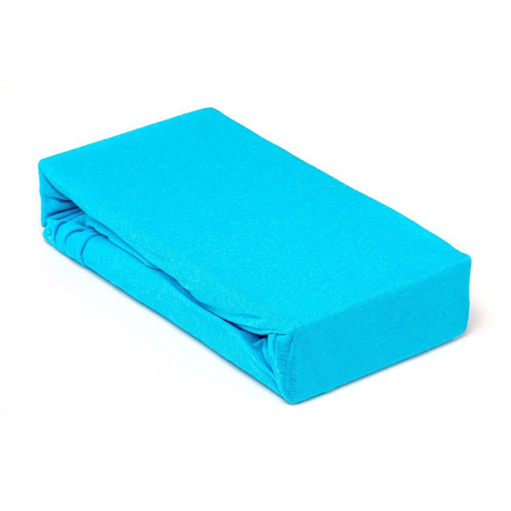 Husa saltea Jersey turcoaz, cu elastic, bumbac 100%, 180 x 200 cm