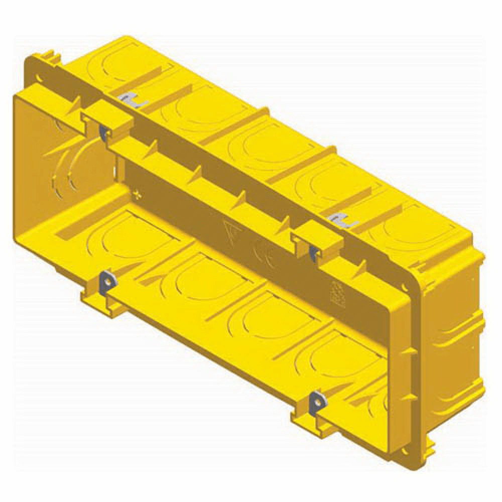  Doza aparat TEM, 7 module, pe tencuiala, incastrata, modulara, galben, 188 x 84 x 49 mm