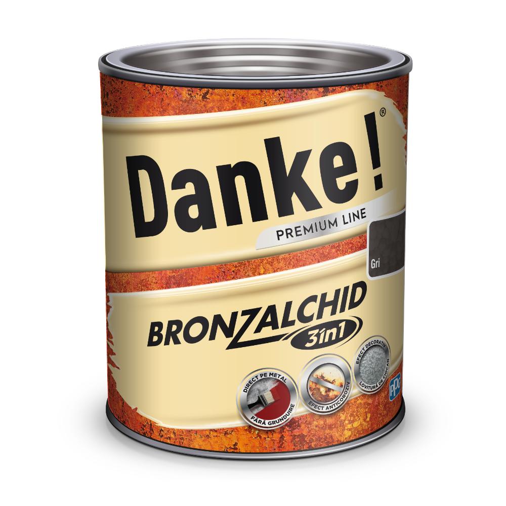 Email pentru metal Danke Bronzalchid 3in1, interior/exterior, pe baza de solvent, gri, lucios, 2.5 l