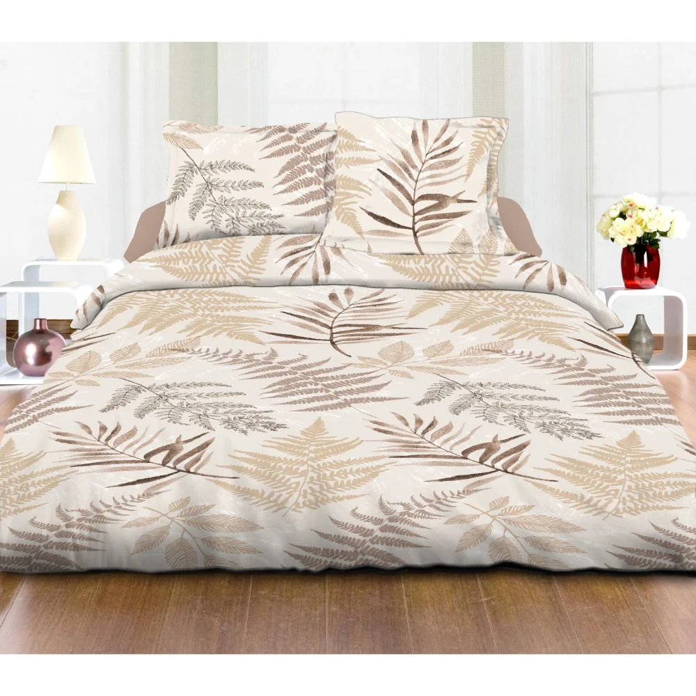 Lenjerie de pat Home Berry Maria, 2 persoane, bumbac 100%, 4 piese, alb + bej + maro