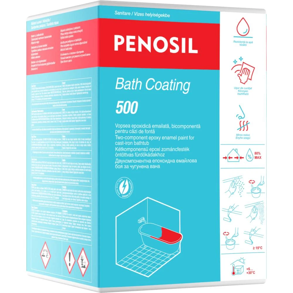 Vopsea epoxidica Penosil Bath Coating 500, pentru renovare cazi de fonta, alb