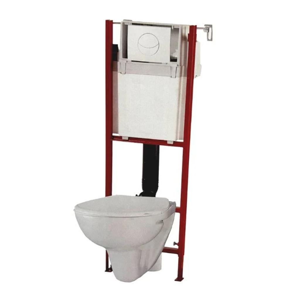 Set rezervor incastrat Wirquin Lineo + vas WC + capac WC + clapeta actionare, 117.7 x 36 cm
