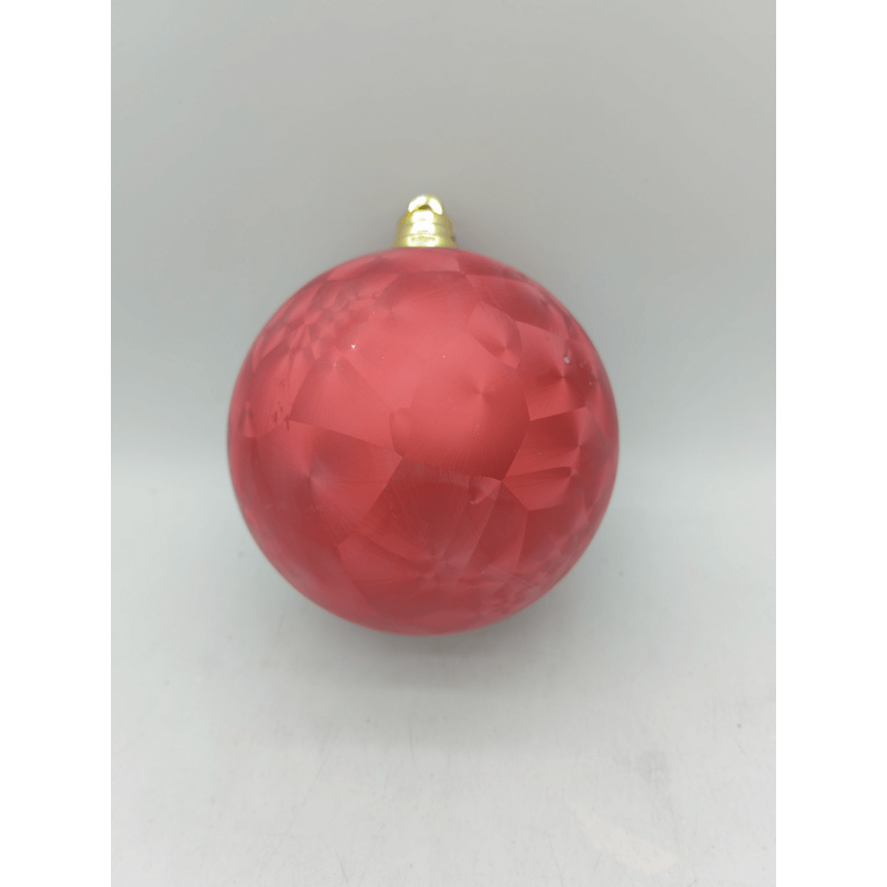 Glob decorativ de Craciun, rosu satinat, lucios, plastic, 20 cm