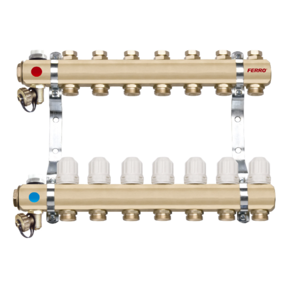 Set distribuitori Ferro RZ08S, 8 circuite, alama, 1 inch