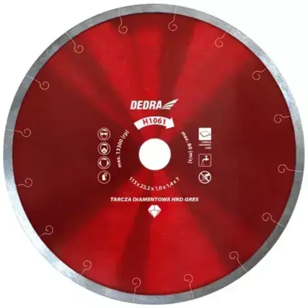 Disc diamantat debitare placi ceramic Dedra H1067, 250 x 25.4 x 2 mm