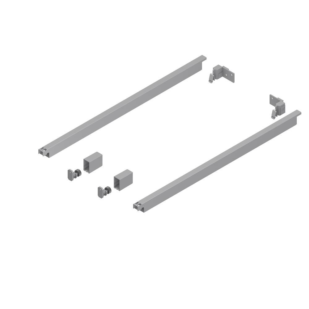 Set lonjeron rectangular Grass, otel, silver, 500 mm