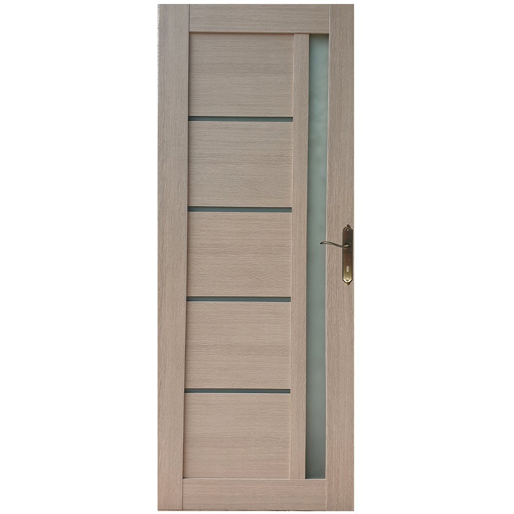Usa interior celulara cu geam Pamate U72, reversibila, MDF, crem, toc fix, 200 x 60 x 3.5 cm
