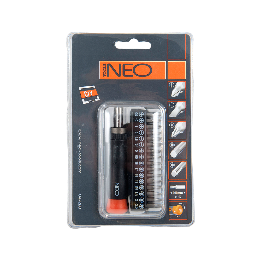 Set surubelnita + biti de precizie Neo, 17 bucati