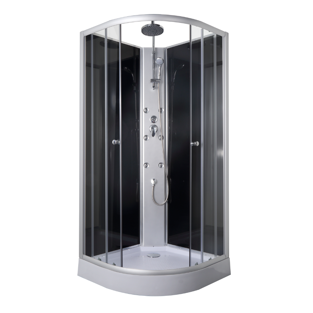 Cabina dus hidromasaj Sanotechnik PS04, cadru aluminiu, cadita inalta semirotunda, sticla 5 mm, 90 x 90 x 215 cm
