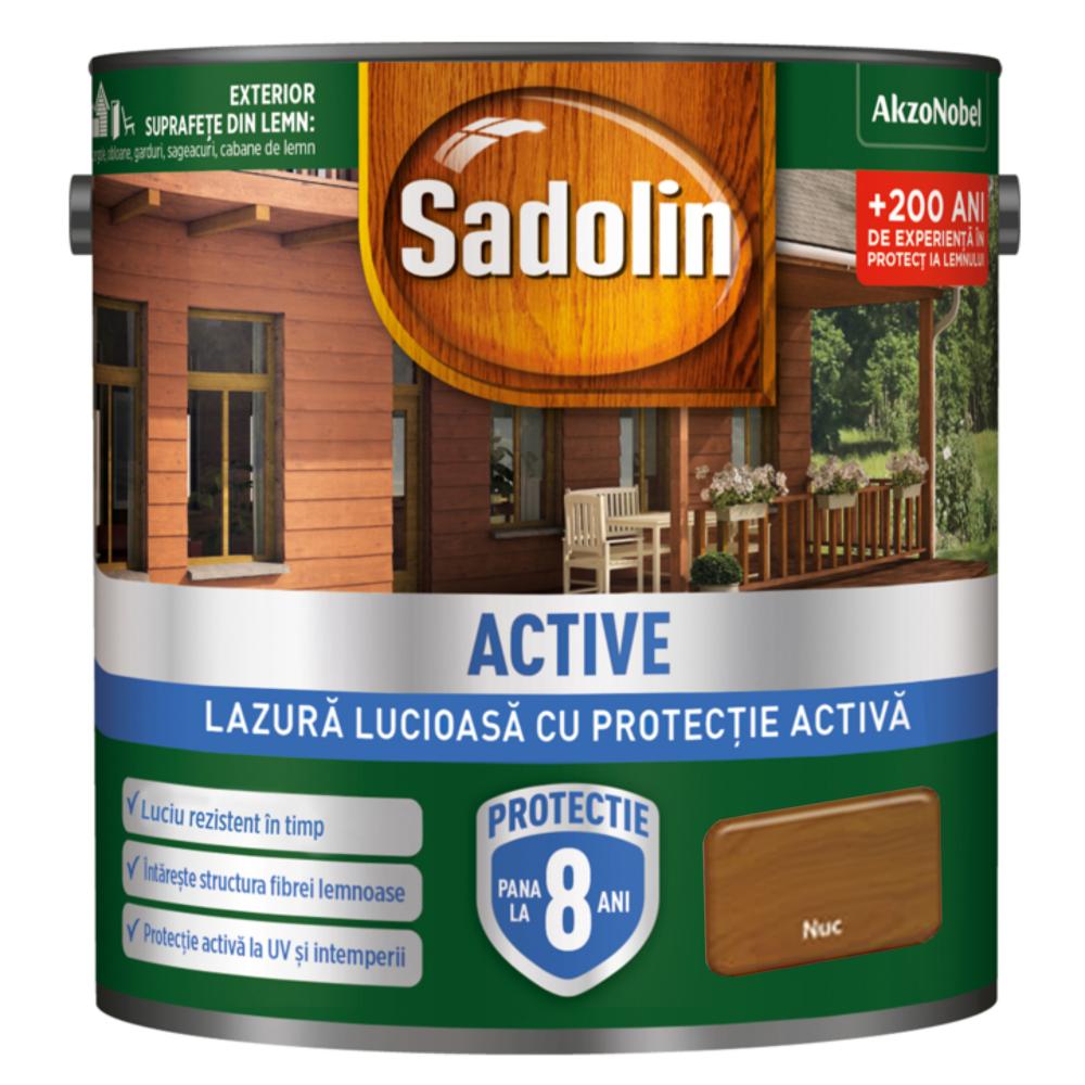 Lazura lucioasa pentru lemn Sadolin Active, nuc, interior/exterior, 0,75 l