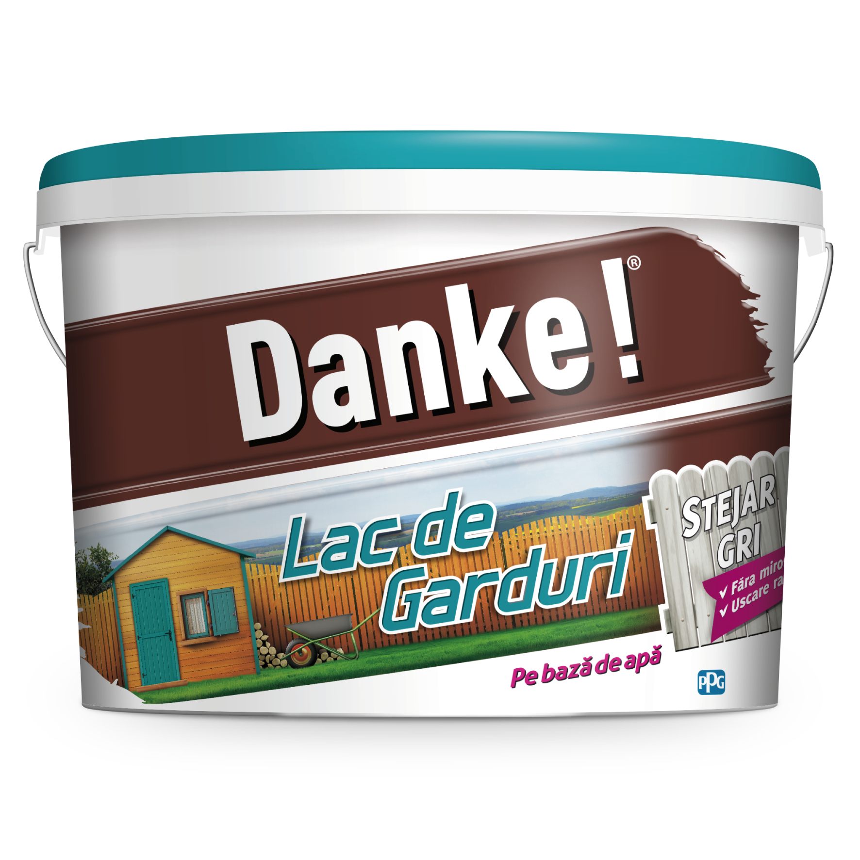 Lac pentru garduri din lemn Danke, stejar gri, pe baza de apa, 4l