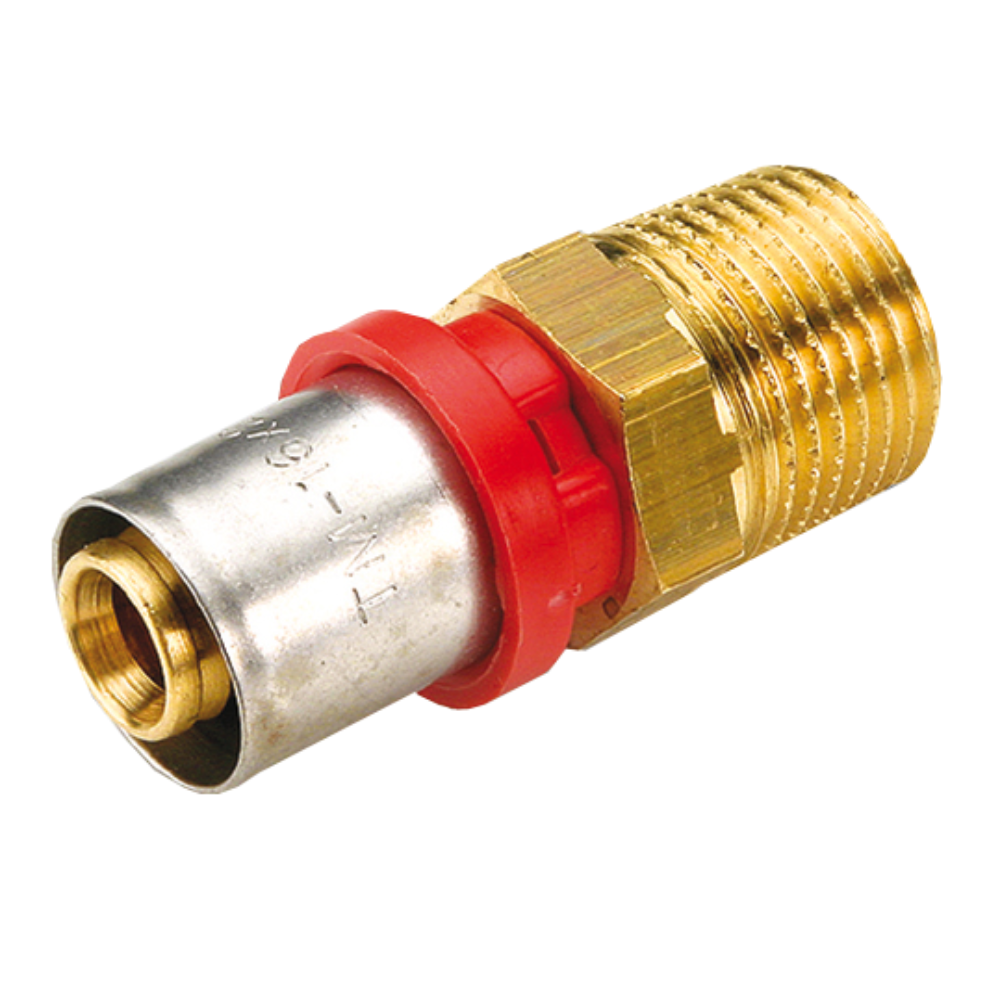 Racord prin presare Tiemme, filet exterior, drept, alama, 20 mm x 3/4