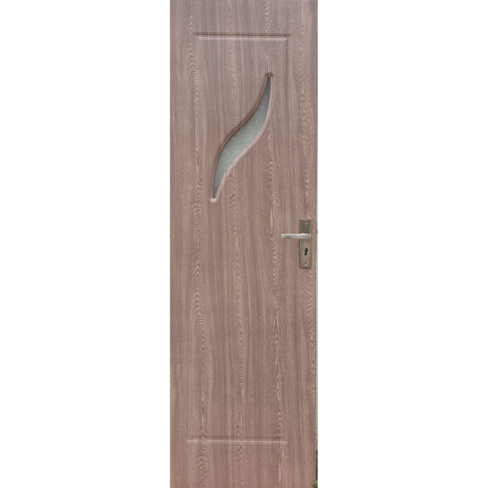 Usa interior celulara cu geam Pamate M02, reversibila, MDF, gri, toc reglabil, 200 x 60 x 3.5 cm