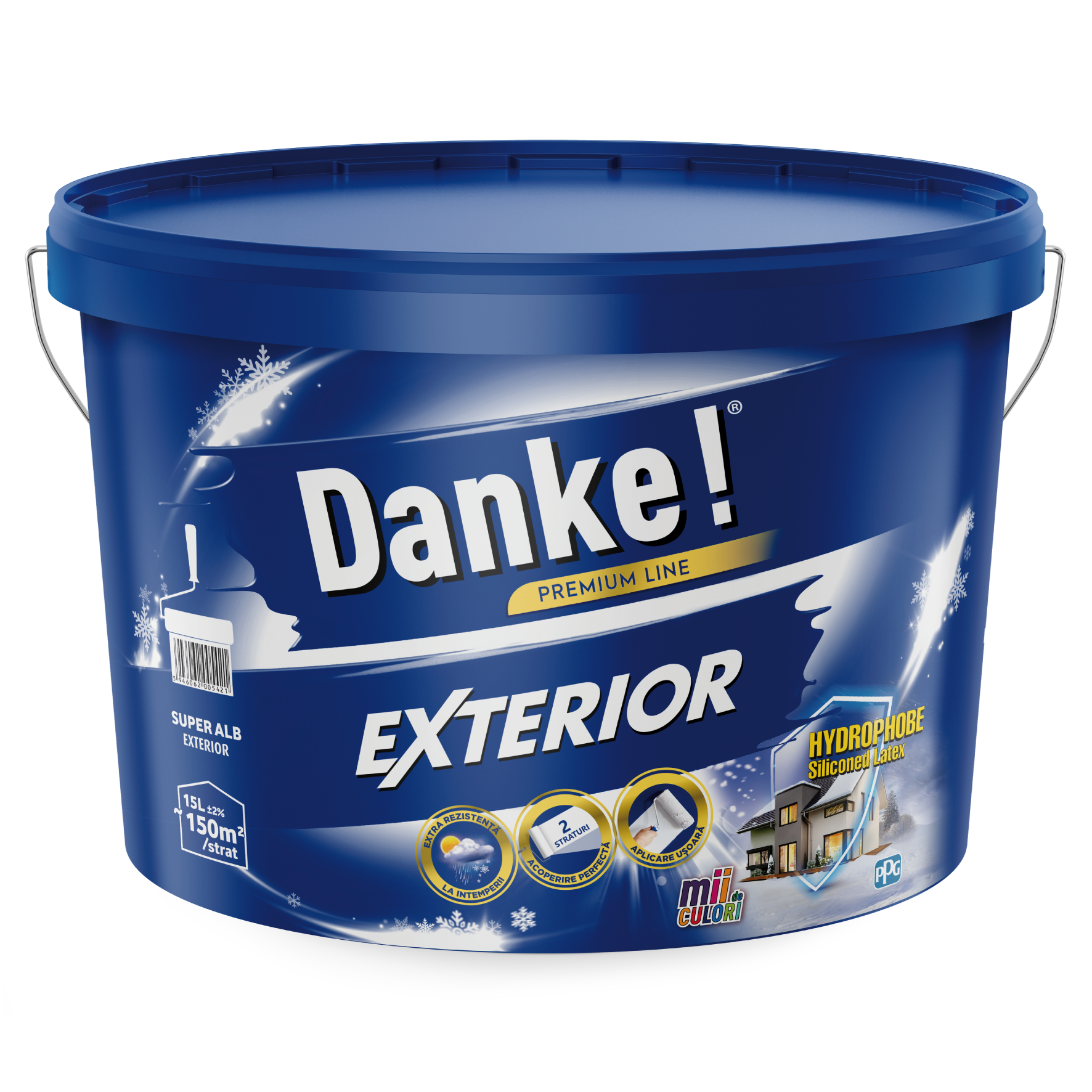 Vopsea lavabila exterior Danke, alb, 15 l