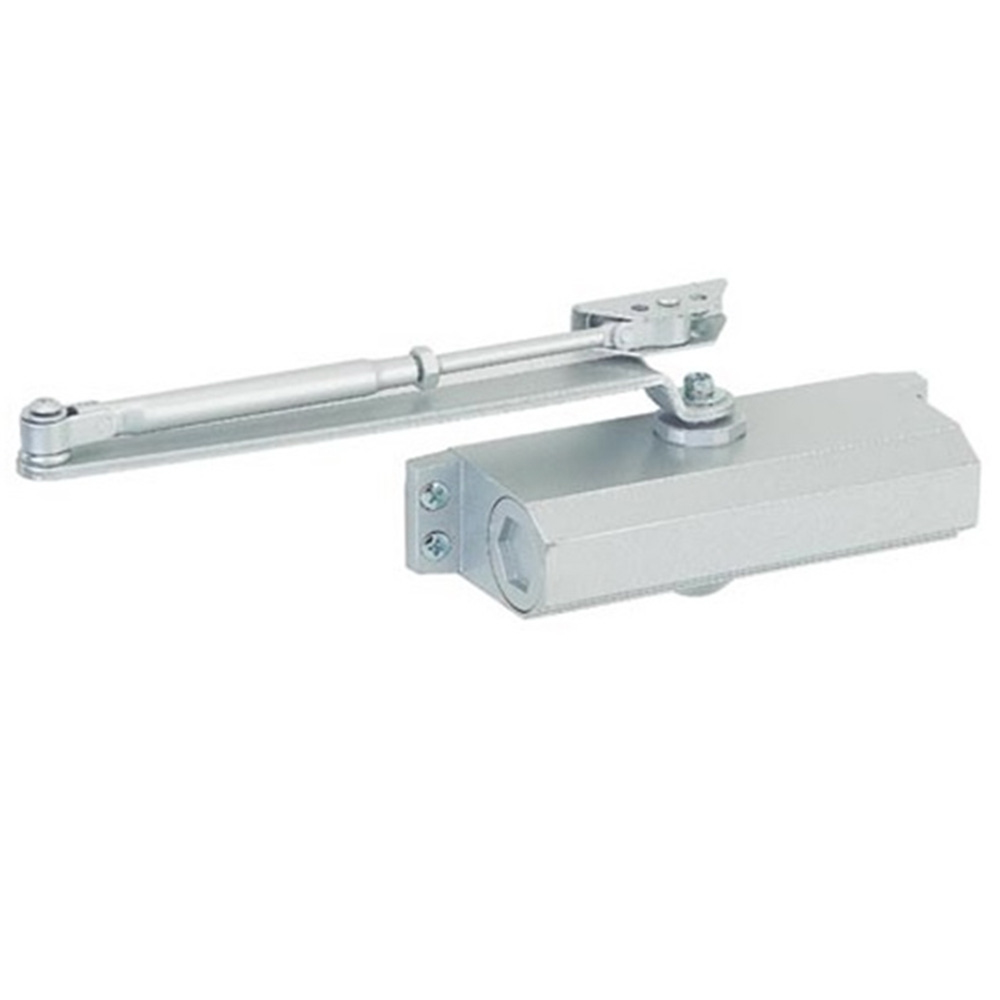 Amortizor hidraulic pentru usi sub 30 kg, aliaj, 145 x 38 mm, argintiu