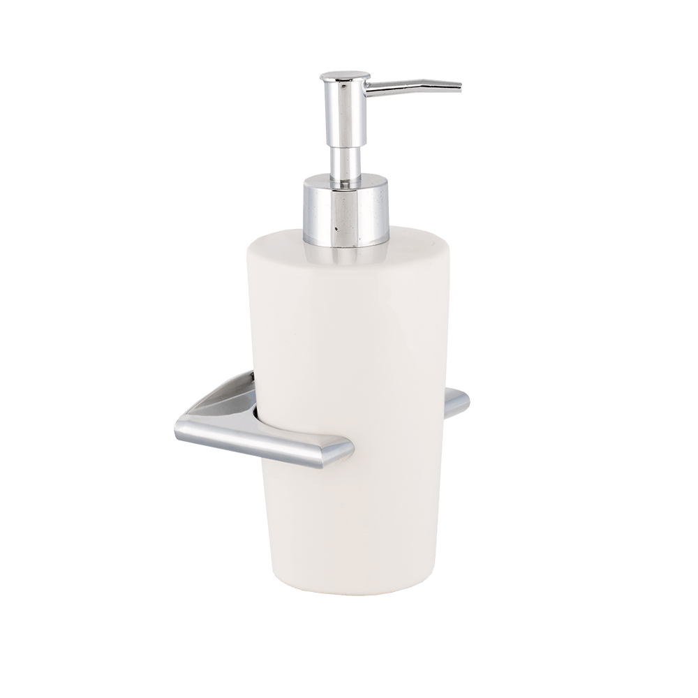 Dispenser sapun lichid Tatay Ronda, ceramica, alb, fixare perete, 13 cm