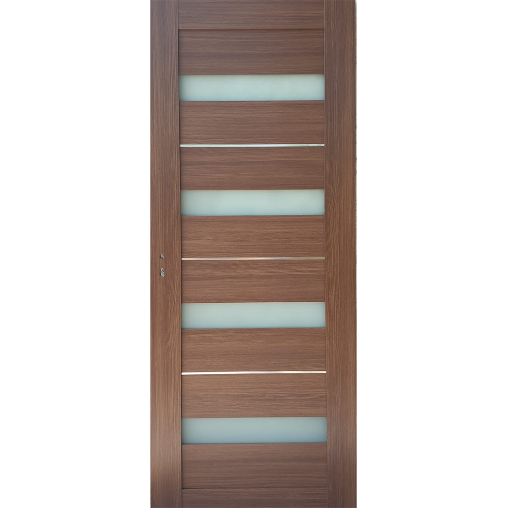 Usa interior celulara cu geam Pamate U76, reversibila, MDF, stejar auriu, toc fix, 200 x 80 x 3.5 cm