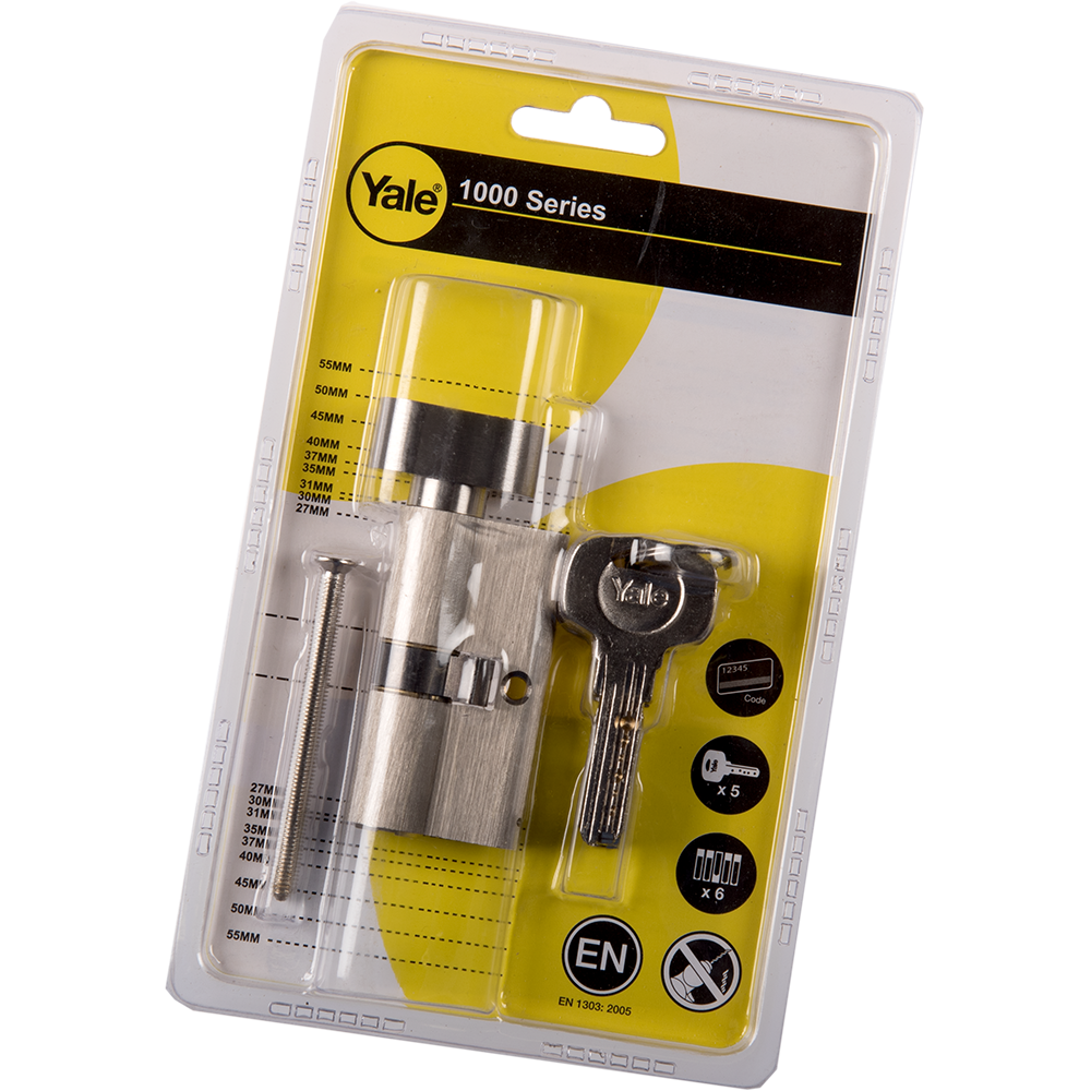 Cilindru cu buton, Yale, alama, 30 x 30 mm, 5 chei amprentate