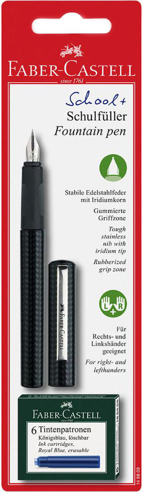 Stilou  Faber-Castell - Negru, cu 6 patroane