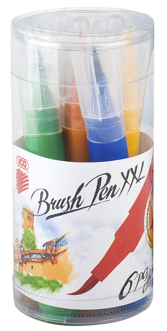 Carioci cu o perie ICO XXL - 10 culori, tub