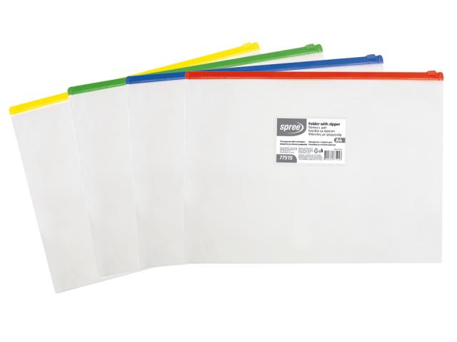 Dosar transparent Spree A4 cu fermoar rosu