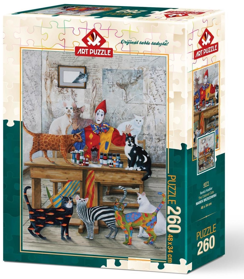 Puzzle Art Puzzle din 260 de piese - Pisicile colorate, Marek Brzozowski