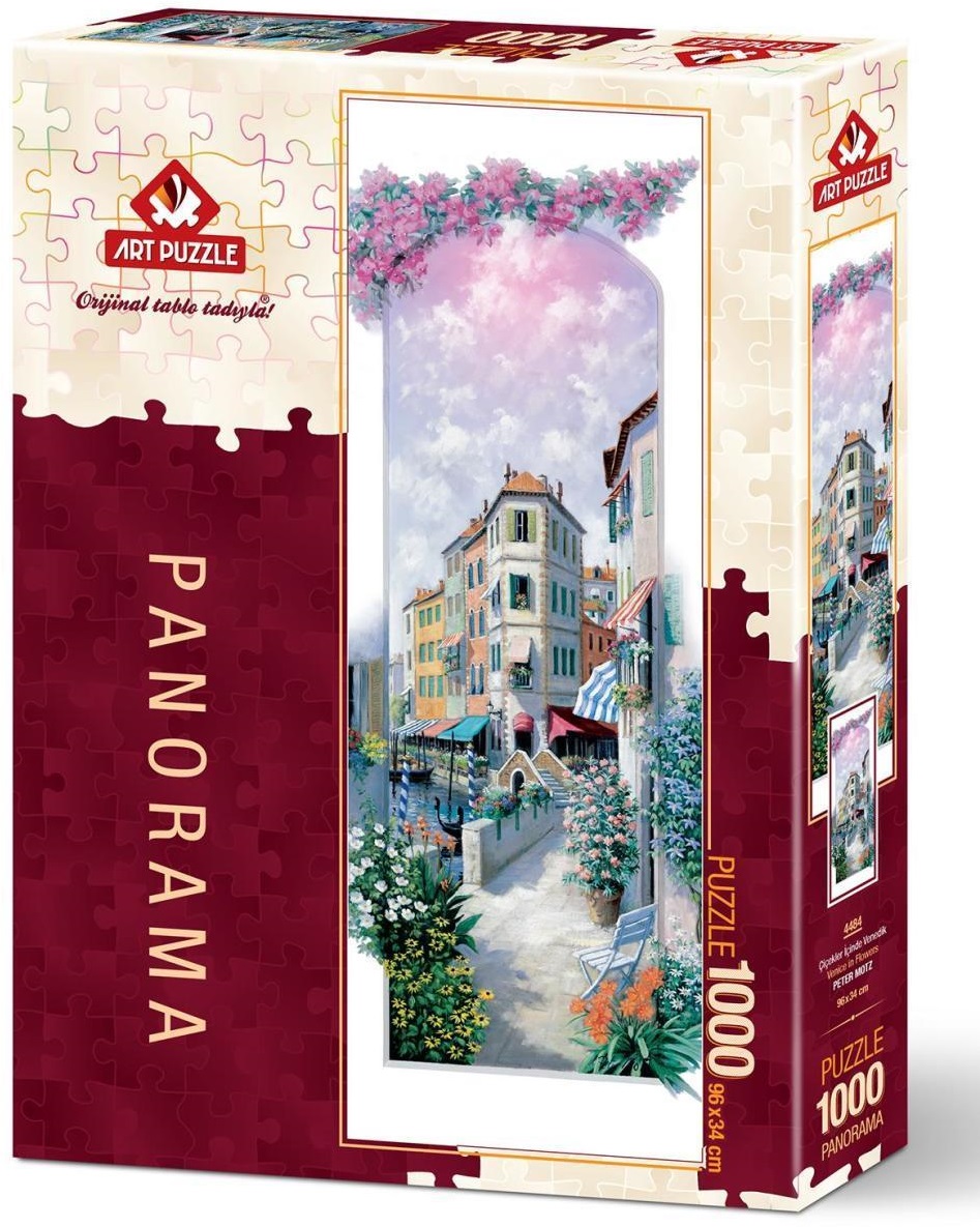 Puzzle panoramic Art Puzzle din 1000 de piese - Venetia cu flori, Peter Motz
