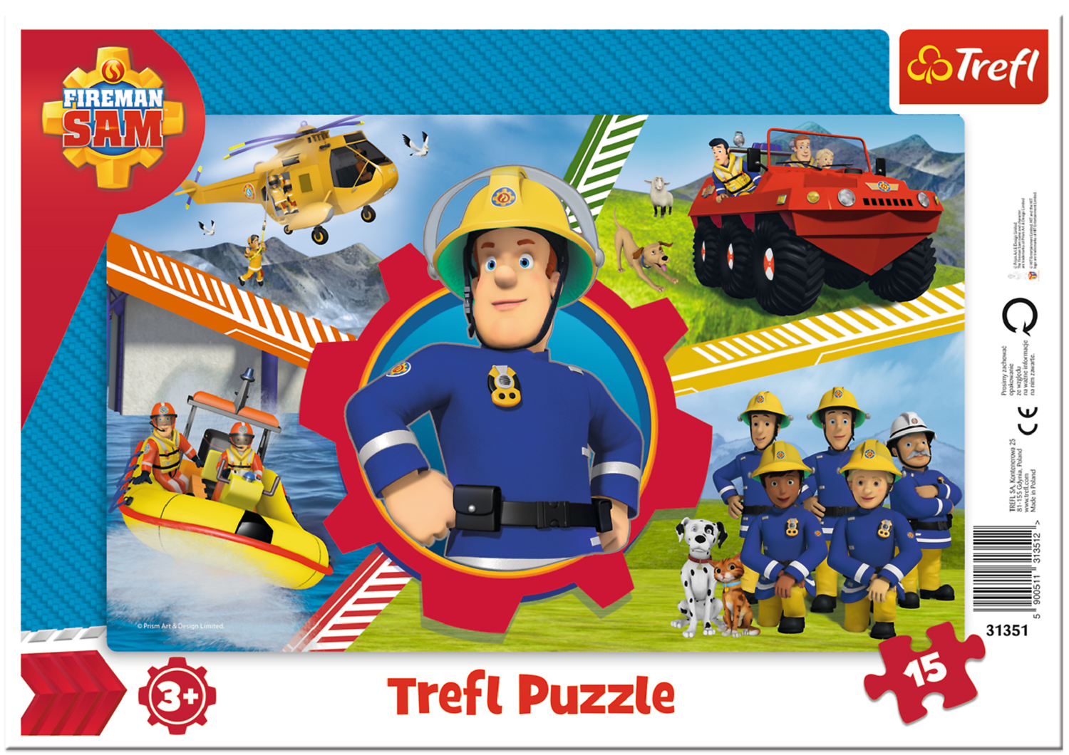 Puzzle in cadru Trefl de 15 piese - O zi a pompierului Sam