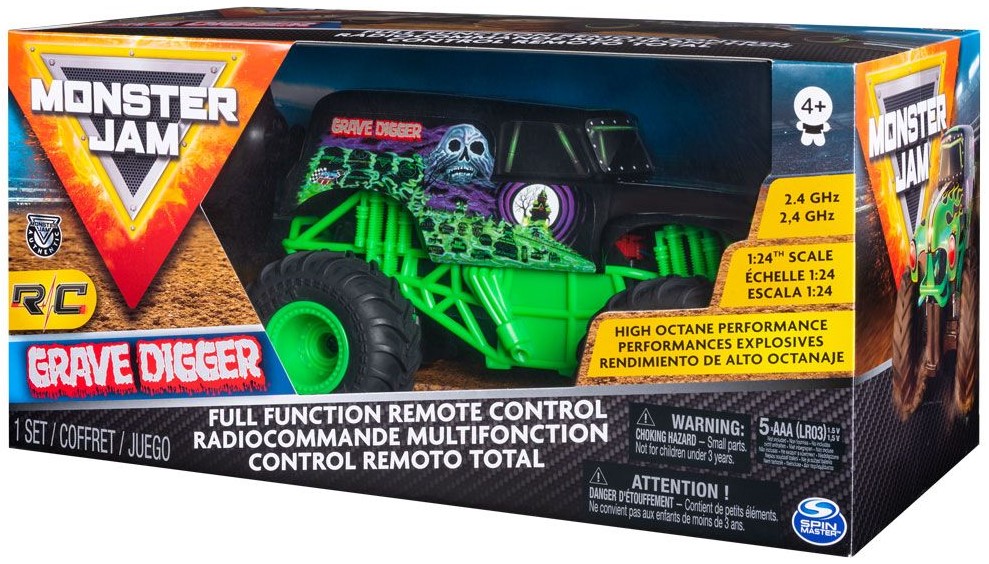 Masinuta cu telecomanda Spin Master Monster Jam - Geep Grave Digger, 1:24