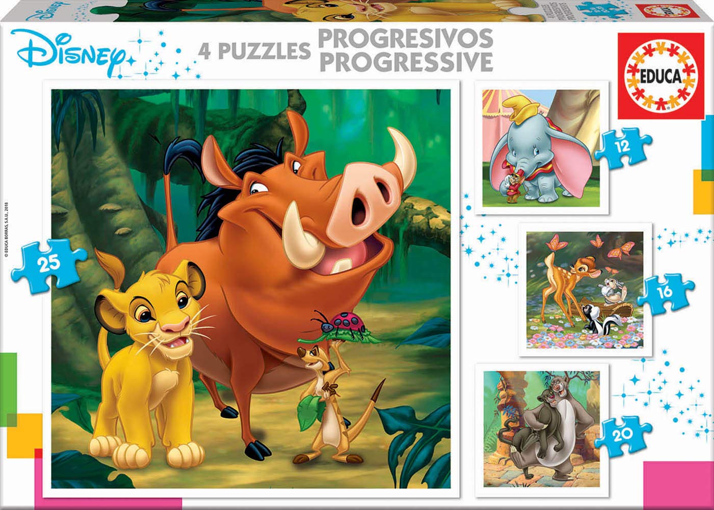 Puzzle Educa 4 in 1 - Disney Animals